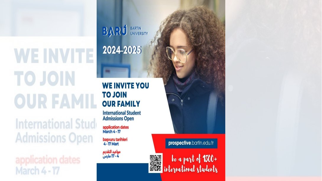 Bartın Üniversitesi, 2024-2025 Akademik Yılı, Uluslararası Öğrenci Alımı İlanı