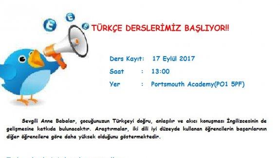 Portsmouth Bölgemizde Türkçe Dersleri Başlıyor